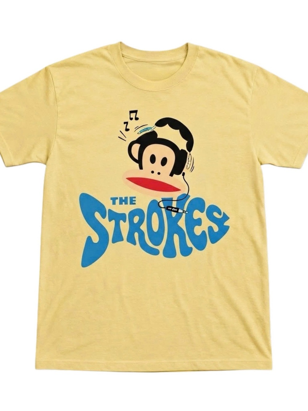 Paul Frank Yellow Tee with Blue The Strokes Graphic